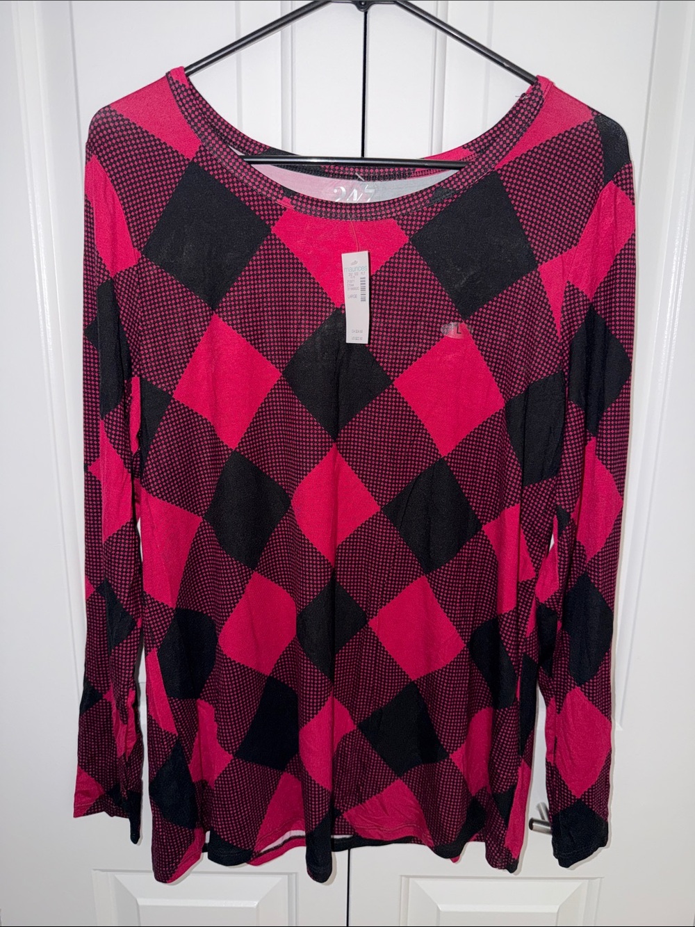 Maurices Pink & Black Buffalo Plaid Long Sleeve Top